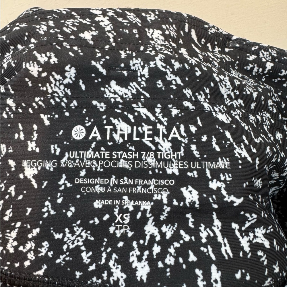 Athleta Ultimate Stash 7/8 Leggings XS Black Storm Texture High Rise - Picture 5 of 7